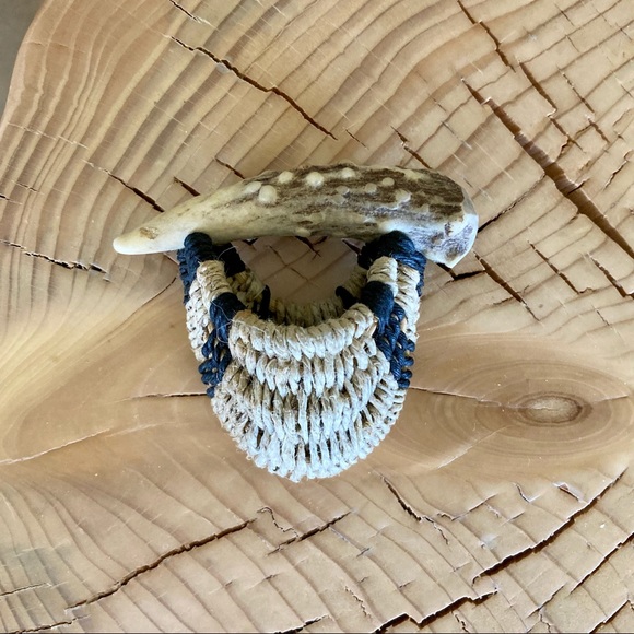 Deer Antler Basket Pin Rustic Jewelry Handmade USA - Picture 5 of 7